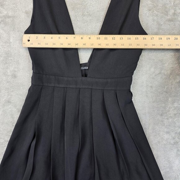 Zara Mini Dress Womens Small Deep V Neck Pleated Skirt Sleeveless NWT Party - Picture 3 of 10